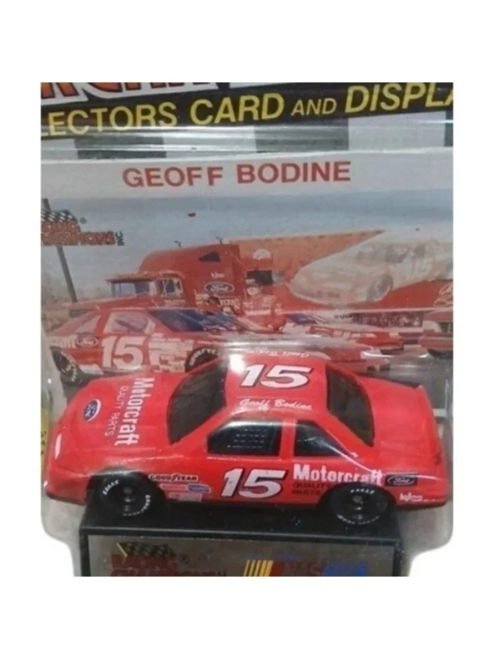 Die Cast Racing Champions Geoff Bodine 15 NASCAR Stock Car Collectible Card 1992